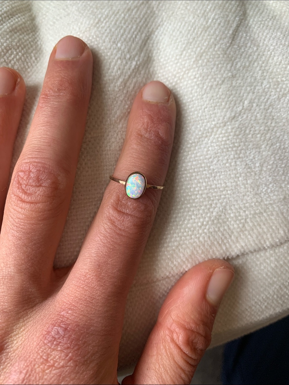 Delicate Opal Oval Ring in Gold - Women's Jewelry